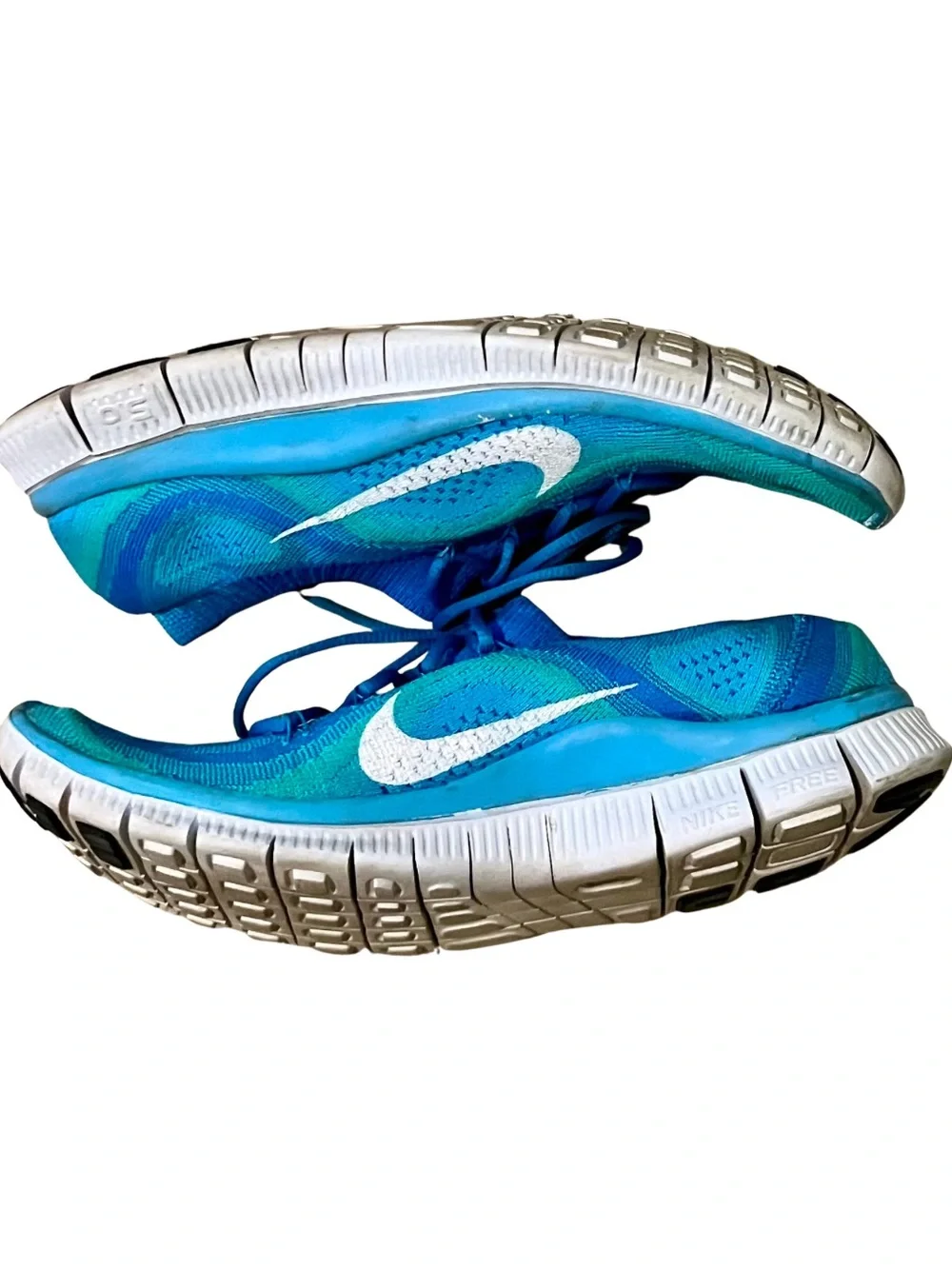 Nike Free Flyknit 5.0 Blue Turquoise Running Shoes Women’s Size 9.5
